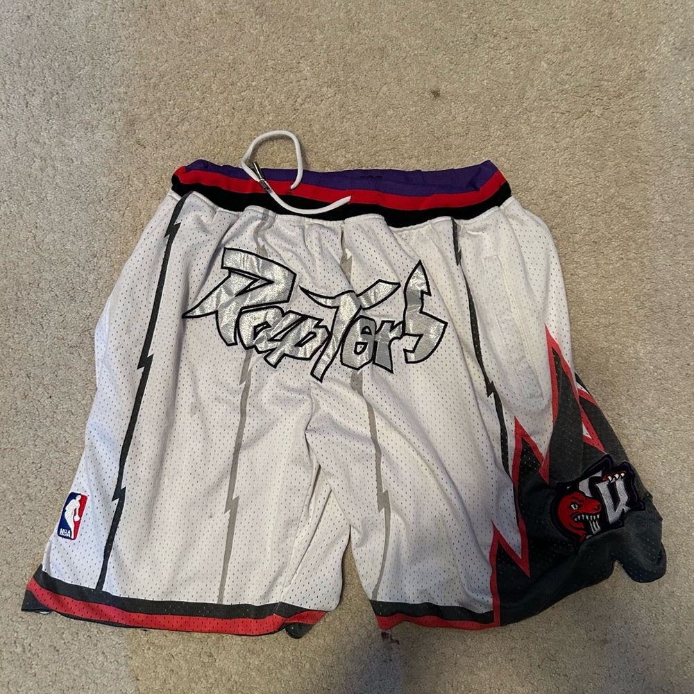 NBA Raptors White and Black Athletic Shorts